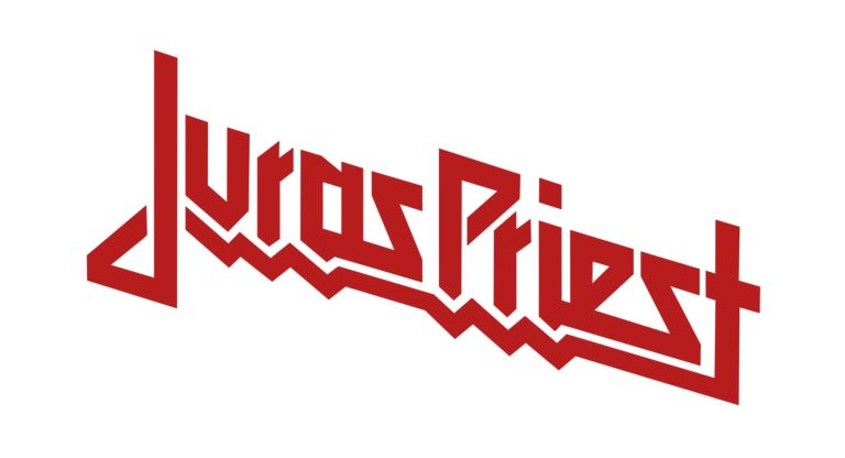 Rote, stilisierte Schrift des Bandnamens "Judas Priest".